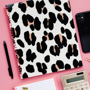 Kate Spade New York Large College Ruled Notebook, 11" x 9.5" Leopard Print Spiral Notebook with 160 Pages, Forest Feline