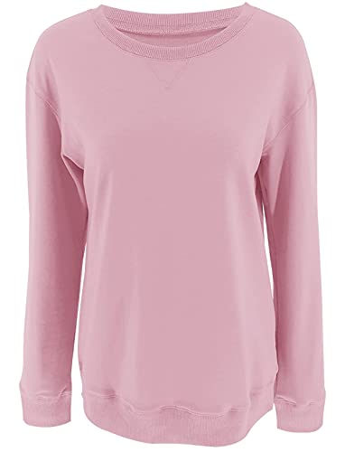 Orchidays Womens Casual Crewneck Sweatshirts Long Sleeve Cute Tunic Tops Loose Fitting Pullovers (Pink,XX-Large,Adult,Female,US,Alpha,XX-Large,Regular,Regular)