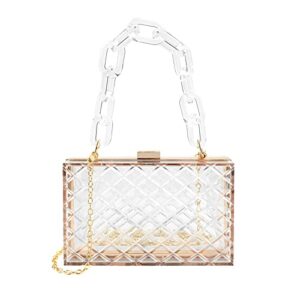 clear purse acrylic box, women evening clutch bag, transparent stadium approved crossbody shoulder handle handbag fits party, school prom & concerts