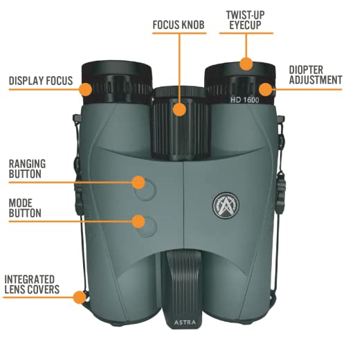 Astra Optix HBX1600B 10x42 1760 Yard Laser Rangefinder Binocular for Hunting, Shooting and Golf with Built-in Ballistics, Bright HD LCD, Fast 0.1s and Accurate +/1 yd. Ranging