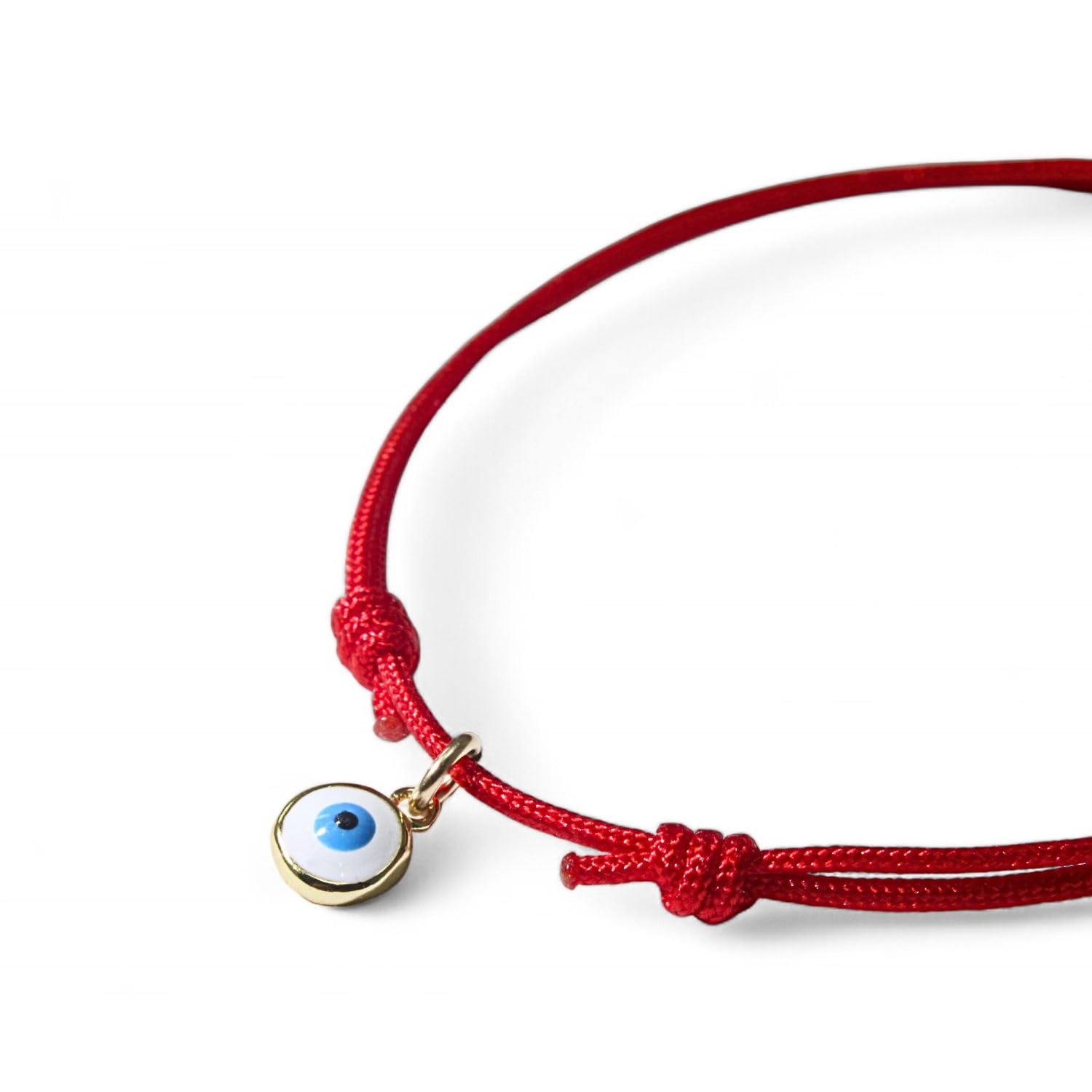 14k Gold Evil Eye Bracelet - Adjustable Waterproof Protection Amulet with Red String and Lucky Eye Charm Pendant for Women, Men, and Friendship Gifts