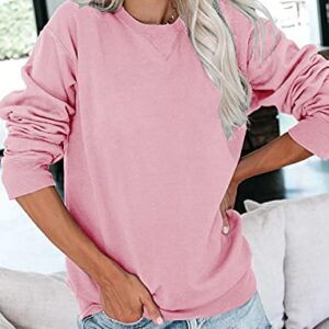 Orchidays Womens Casual Crewneck Sweatshirts Long Sleeve Cute Tunic Tops Loose Fitting Pullovers (Pink,XX-Large,Adult,Female,US,Alpha,XX-Large,Regular,Regular)