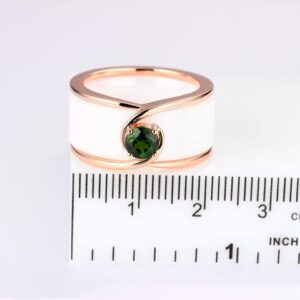 Natural Chrome diopside Rose Gold Over Sterling Silver Ring 0.6ctw with White or Black Ceramic (White, 7)