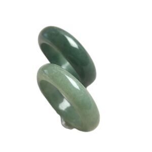 CAOMIAN Natural Gray Green Burma Jadeite Narrow Band Ring Grade A Jade Finger Circlet Lady Jewelry Gift Pendant (Ring Size : 6)