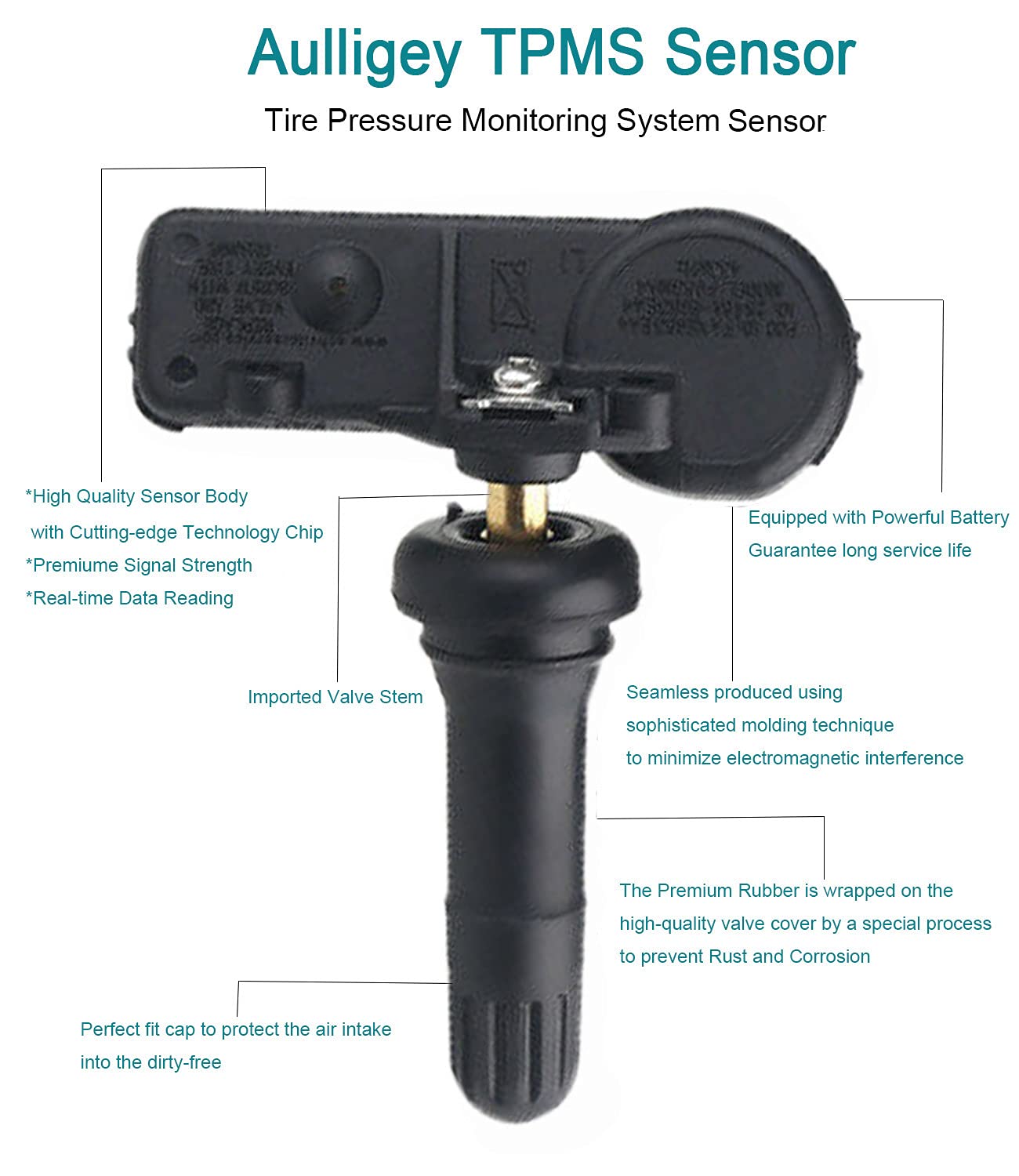 Aulligey 56029479AB Tire Pressure Sensor 315MHz Tire Pressure Monitoring Sensor TPMS (4 PCS) for Chrysler Dodge Jeep Ram Replaces OE# 56029465AB 56029479AA 56053030AB