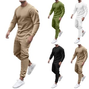 Stoota Mens 2021 2 Pieces Solid & Colorblock Tracksuit Outfit Set, Jogging Sport Gym Sweatsuit Pants Activewear Jumpsuit