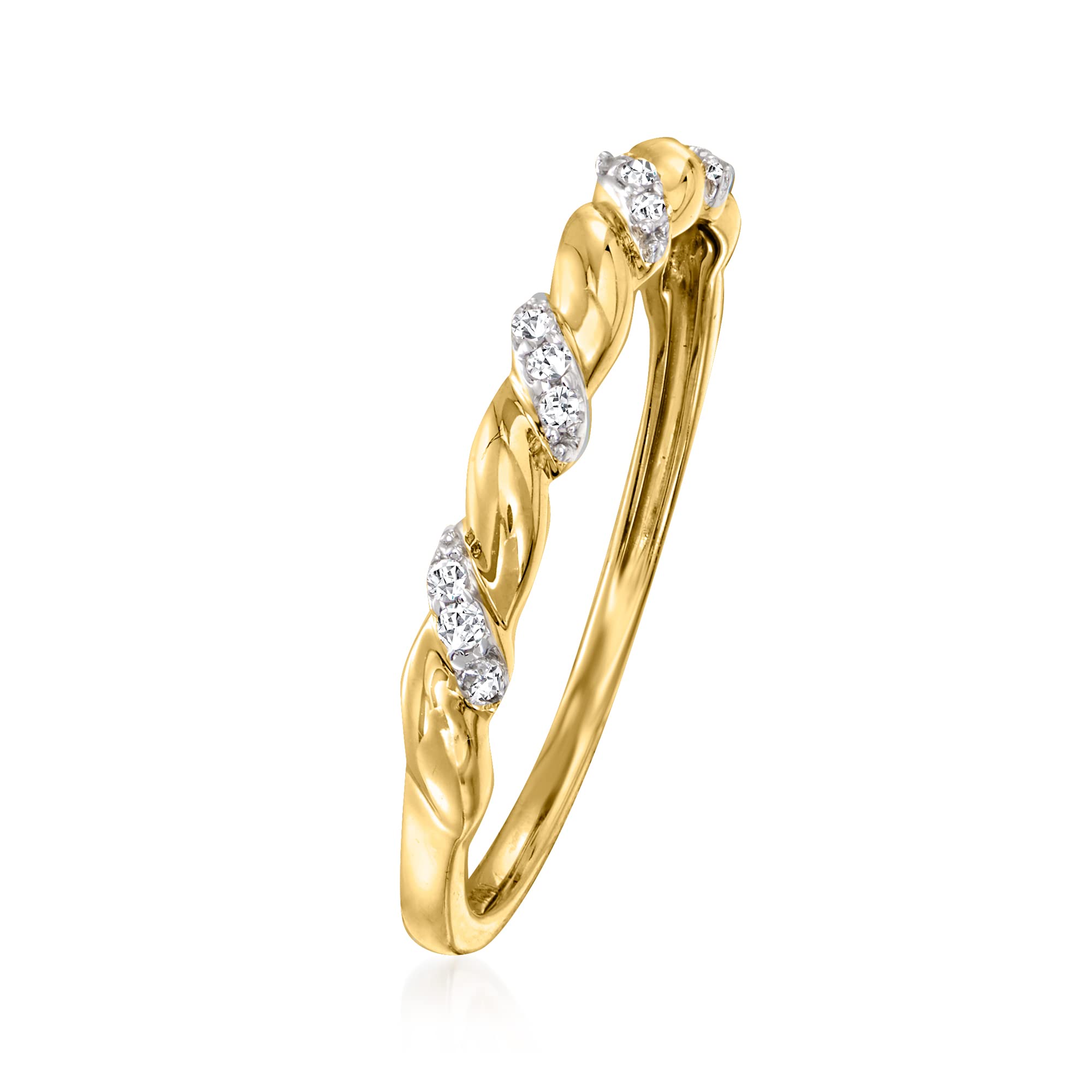 RS Pure by Ross-Simons Diamond-Accented Twisted Ring in 14kt Yellow Gold. Size 6