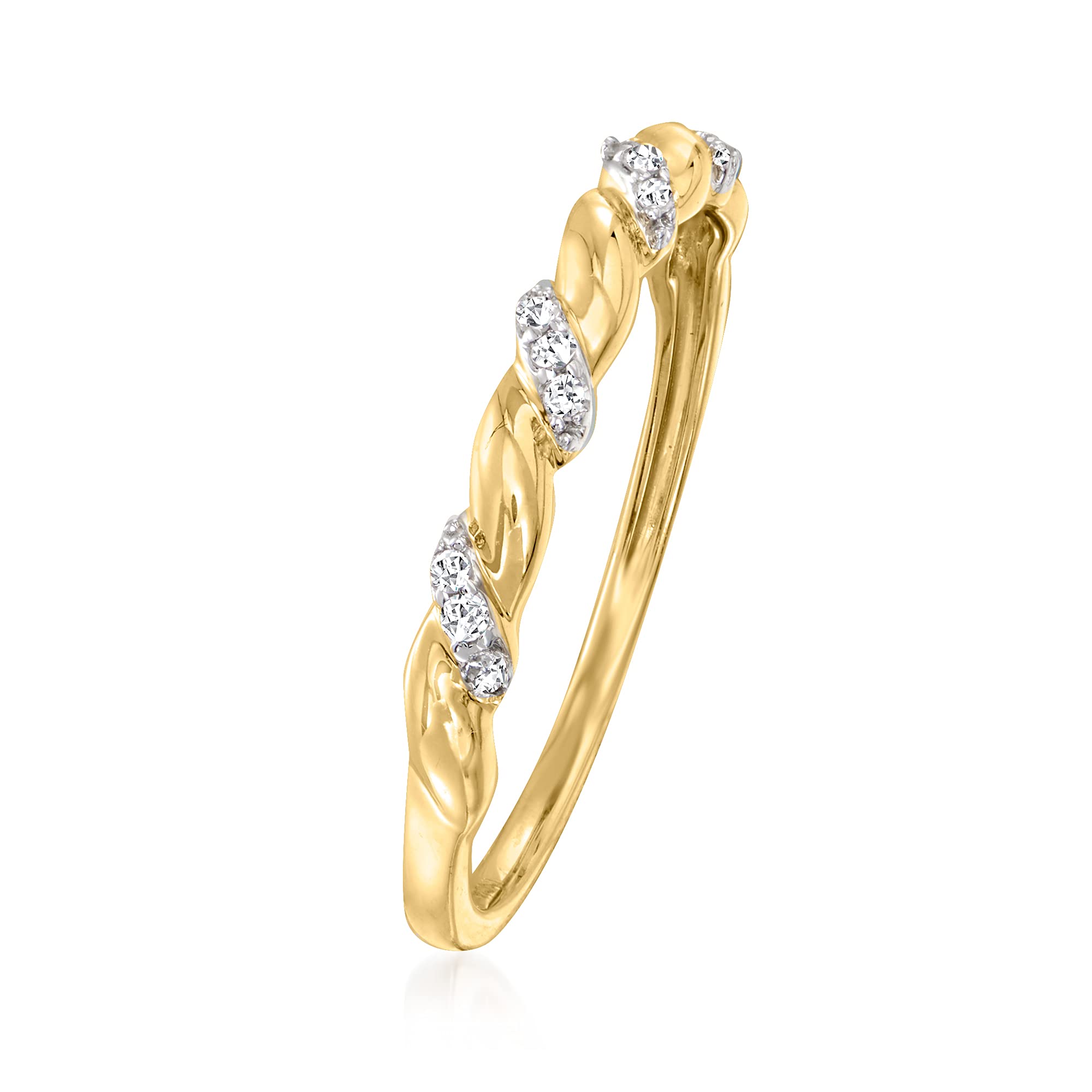 RS Pure by Ross-Simons Diamond-Accented Twisted Ring in 14kt Yellow Gold. Size 6