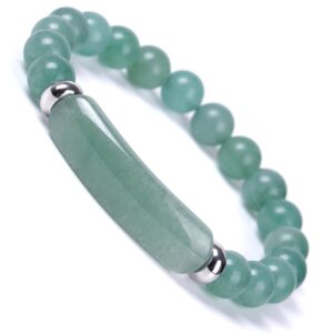 qvvwopq green aventurine jade stretch bracelet 8mm natural healing gemstone crystal energy charm bracelet for womens (green aventurine)