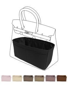 dgaz purse organizer silky smooth,silk,luxury handbag tote in bag shapers, women- fits birkin25/30/35/40 bags (black, bk35)