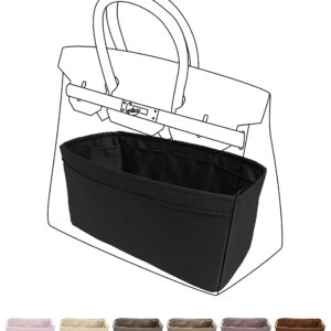 DGAZ Purse Organizer Silky Smooth,Silk,Luxury Handbag Tote in Bag Shapers, Women- Fits Birkin25/30/35/40 Bags (Black, BK35)