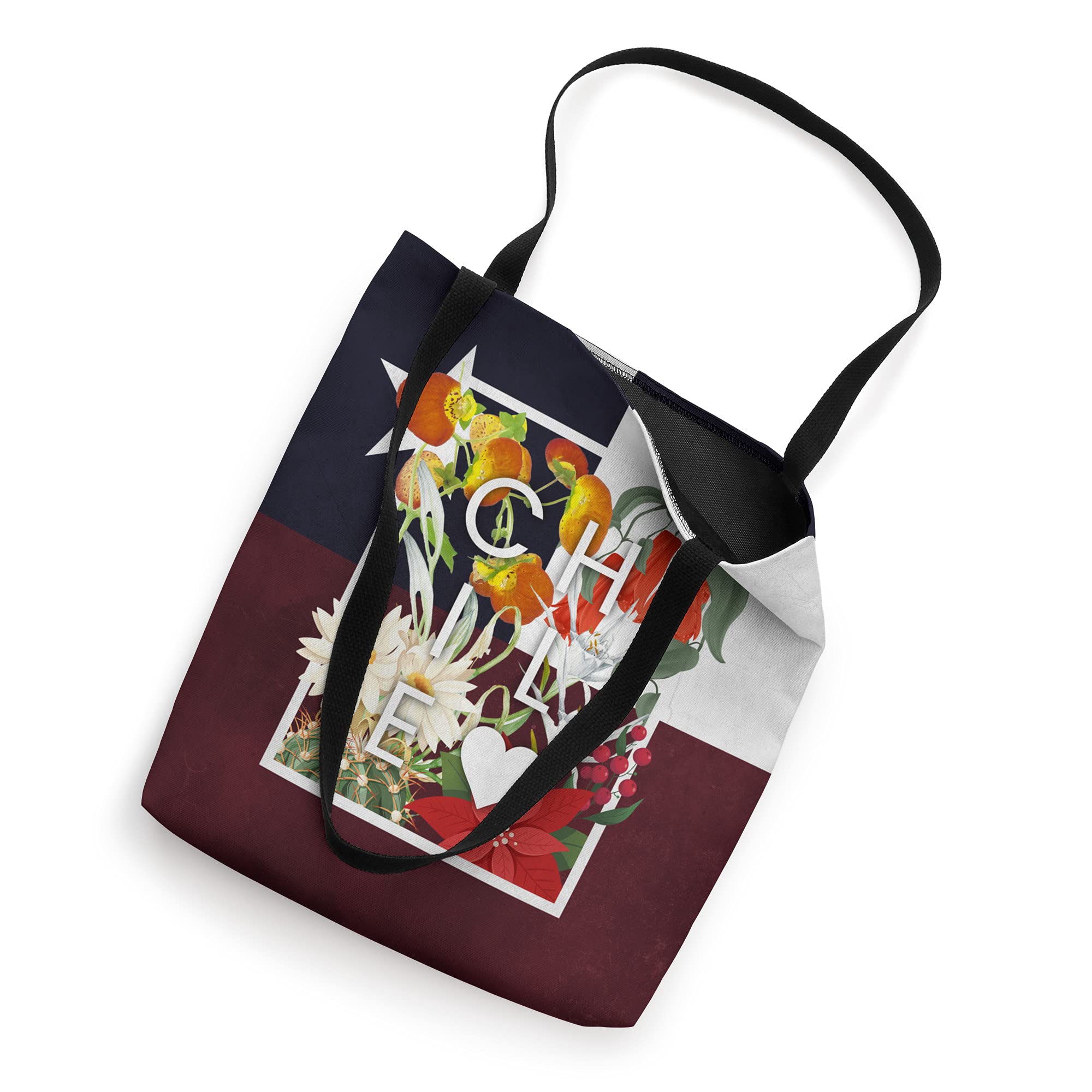 Flowers of Chile Word Art - Chilean Pride Tote Bag