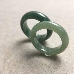 CAOMIAN Natural Gray Green Burma Jadeite Narrow Band Ring Grade A Jade Finger Circlet Lady Jewelry Gift Pendant (Ring Size : 6)