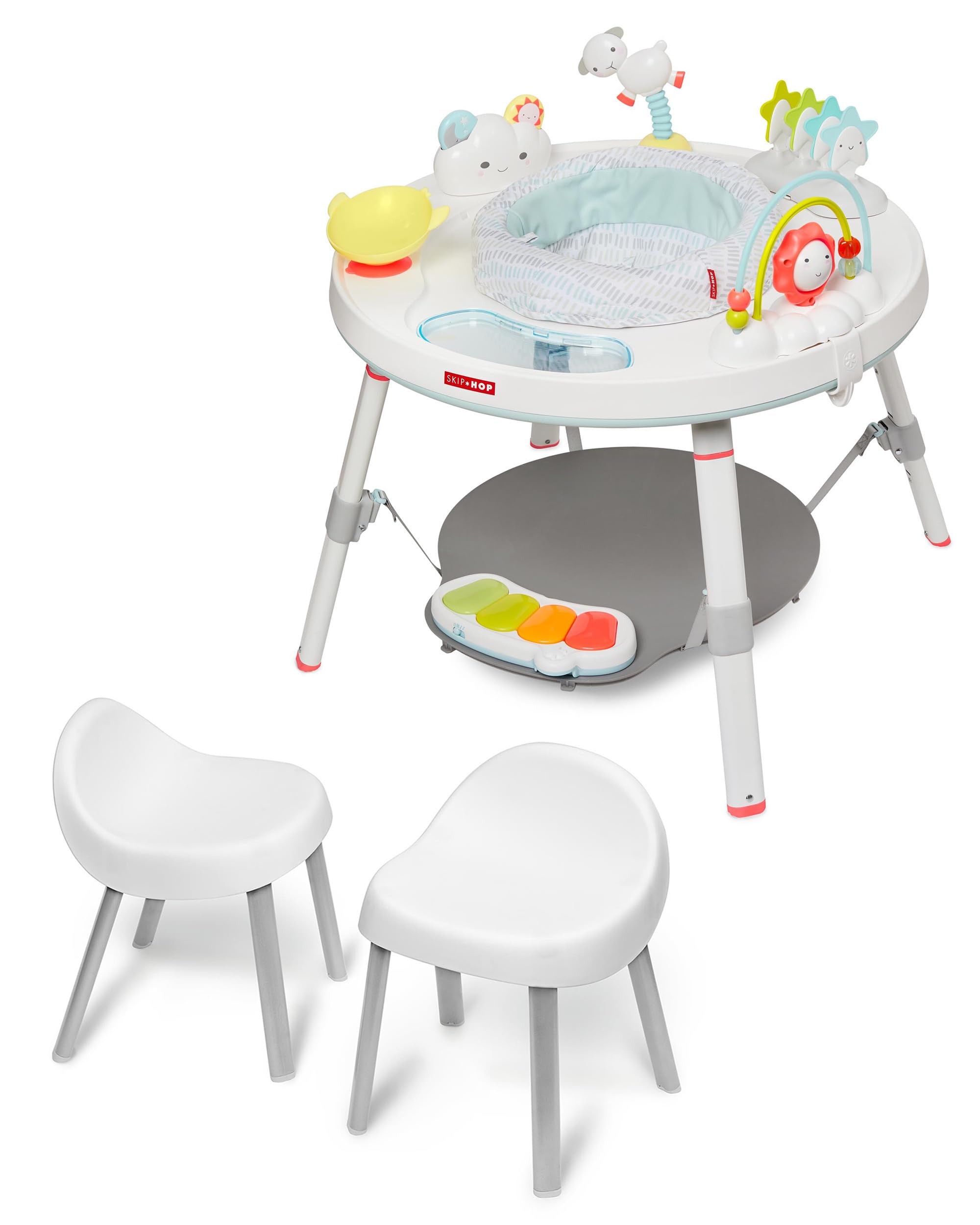 Skip Hop Baby 3-in-1 Grow with Me Set with Activity Center & Toddler Chairs, Silver Lining Cloud