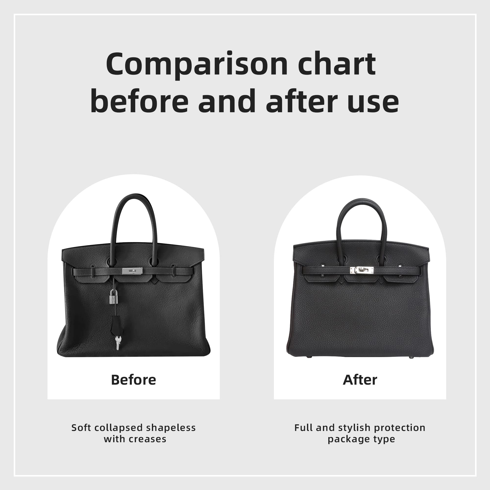 DGAZ Purse Organizer Silky Smooth,Silk,Luxury Handbag Tote in Bag Shapers, Women- Fits Birkin25/30/35/40 Bags (Black, BK35)