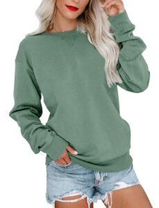 orchidays womens casual crewneck sweatshirts long sleeve cute tunic tops loose fitting pullovers (green,large,adult,female,us,alpha,large,regular,regular)