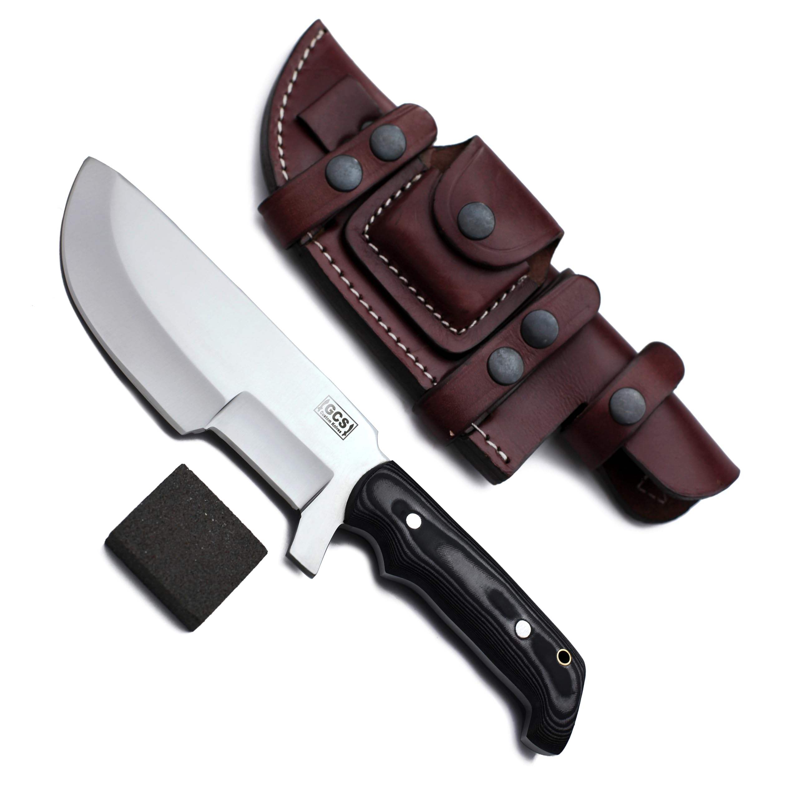 GCS Handmade G10 Handle D2 Tool Steel Bushcraft Tracker Hunting Knife Tracker Knife with leather sheath Full tang blade designed for Hunting & EDC GCS 309s