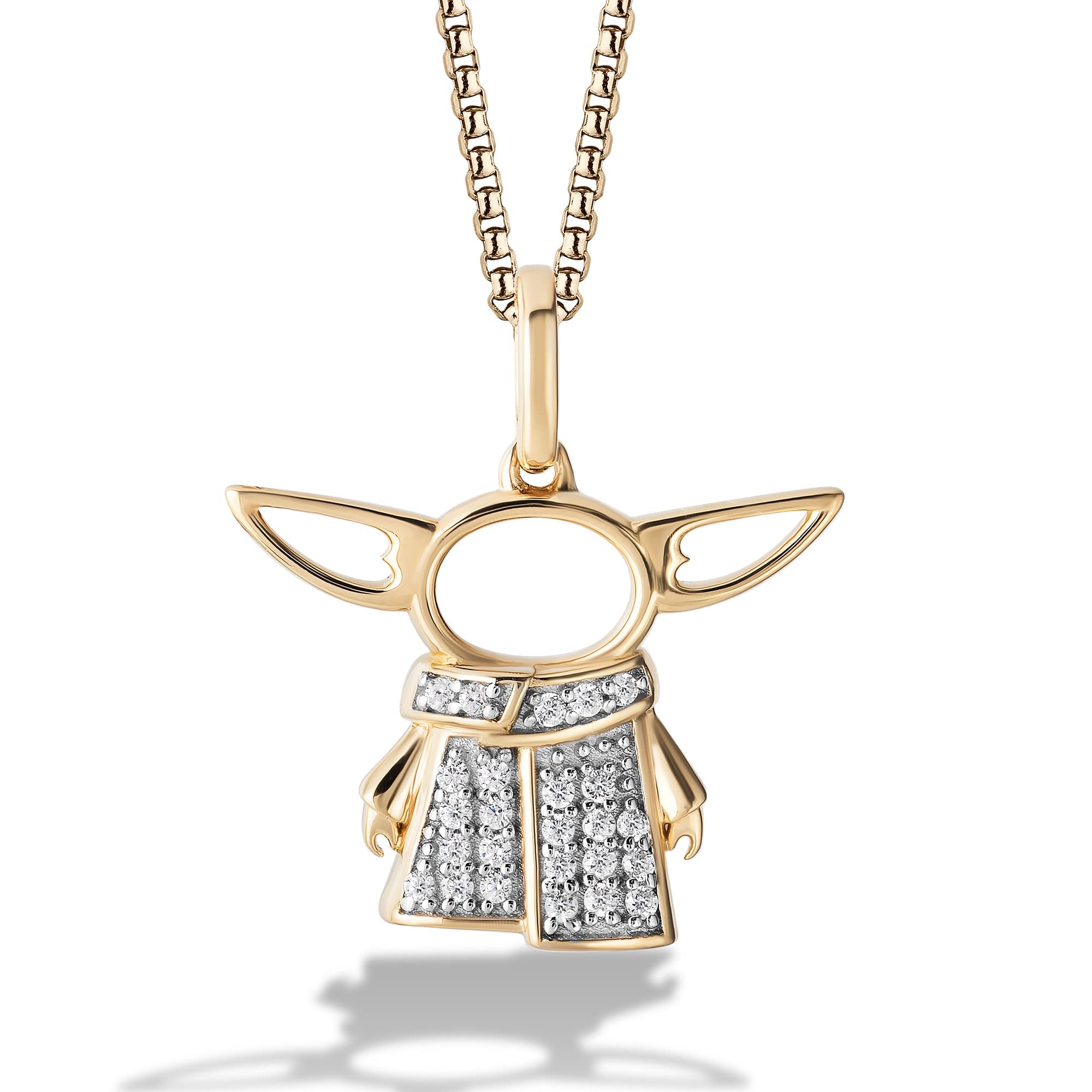 Jewelili Star Wars™ Fine Jewelry Grogu™ Women's Pendant 1/10 Ct.Tw. White Diamonds 10K Yellow Gold