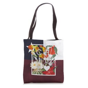 flowers of chile word art - chilean pride tote bag