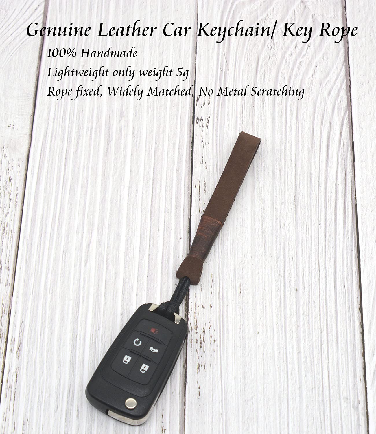 LAGIPA Leather Car Key Fob Keychain, Non-metallic Car Key Rope Lanyard Holder, No Metal Scratch