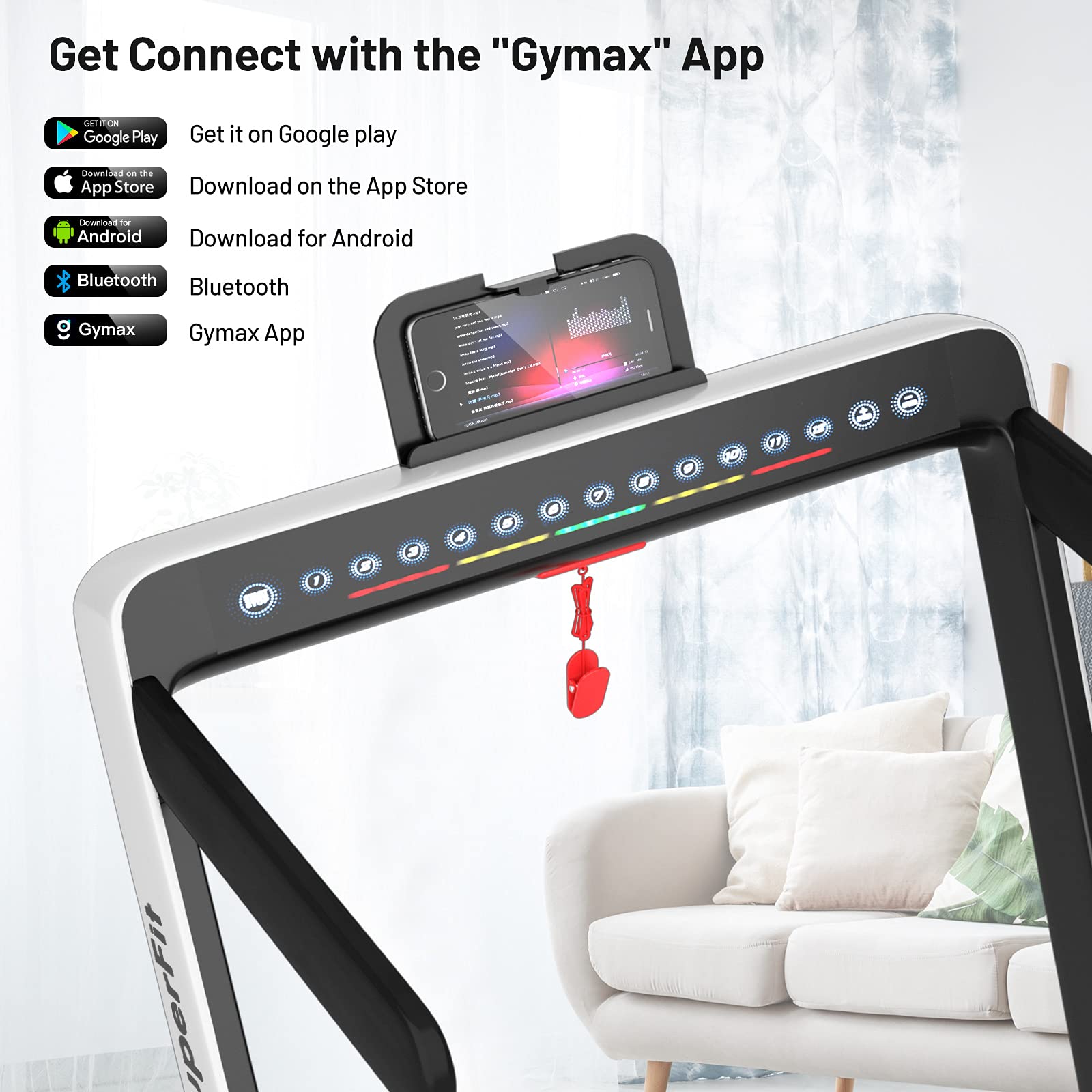 GYMAX Walking Pad, Dual LED Display 2 in 1 Under Desk Treadmill for Home with Remote & Smart App Control, 2.25HP Foldable Portable Treadmill Running Machine for Office Small Space (Pearl)