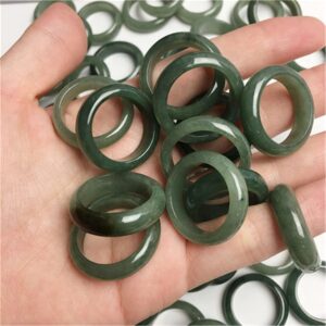 CAOMIAN Natural Gray Green Burma Jadeite Narrow Band Ring Grade A Jade Finger Circlet Lady Jewelry Gift Pendant (Ring Size : 6)