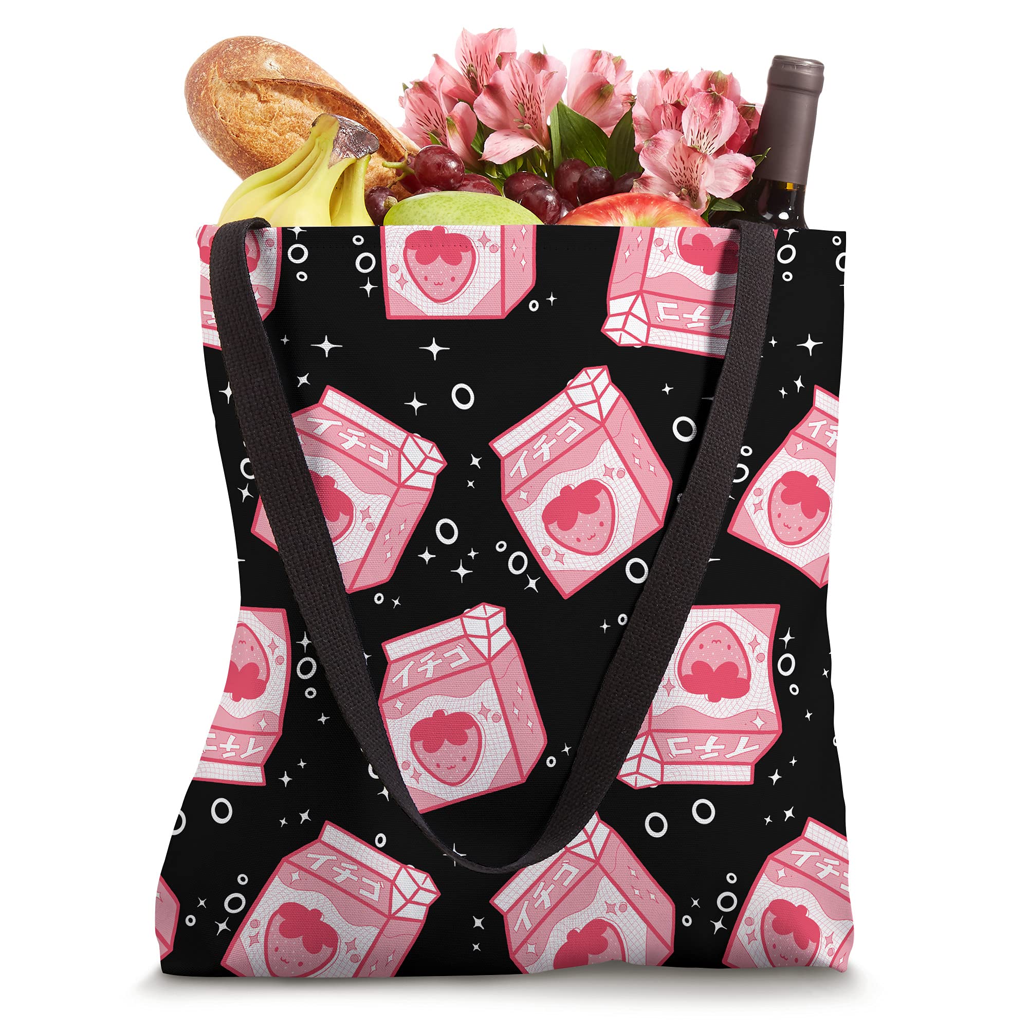 Aesthetic Strawberry Milk Japanese Anime Cute Tote Bag