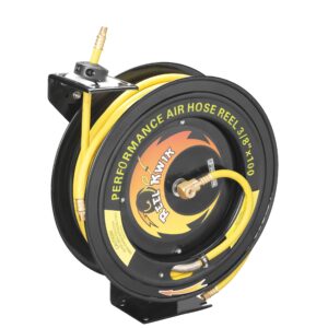 heavy duty retractable 100-foot air compressor hose and reel by pentagon tools