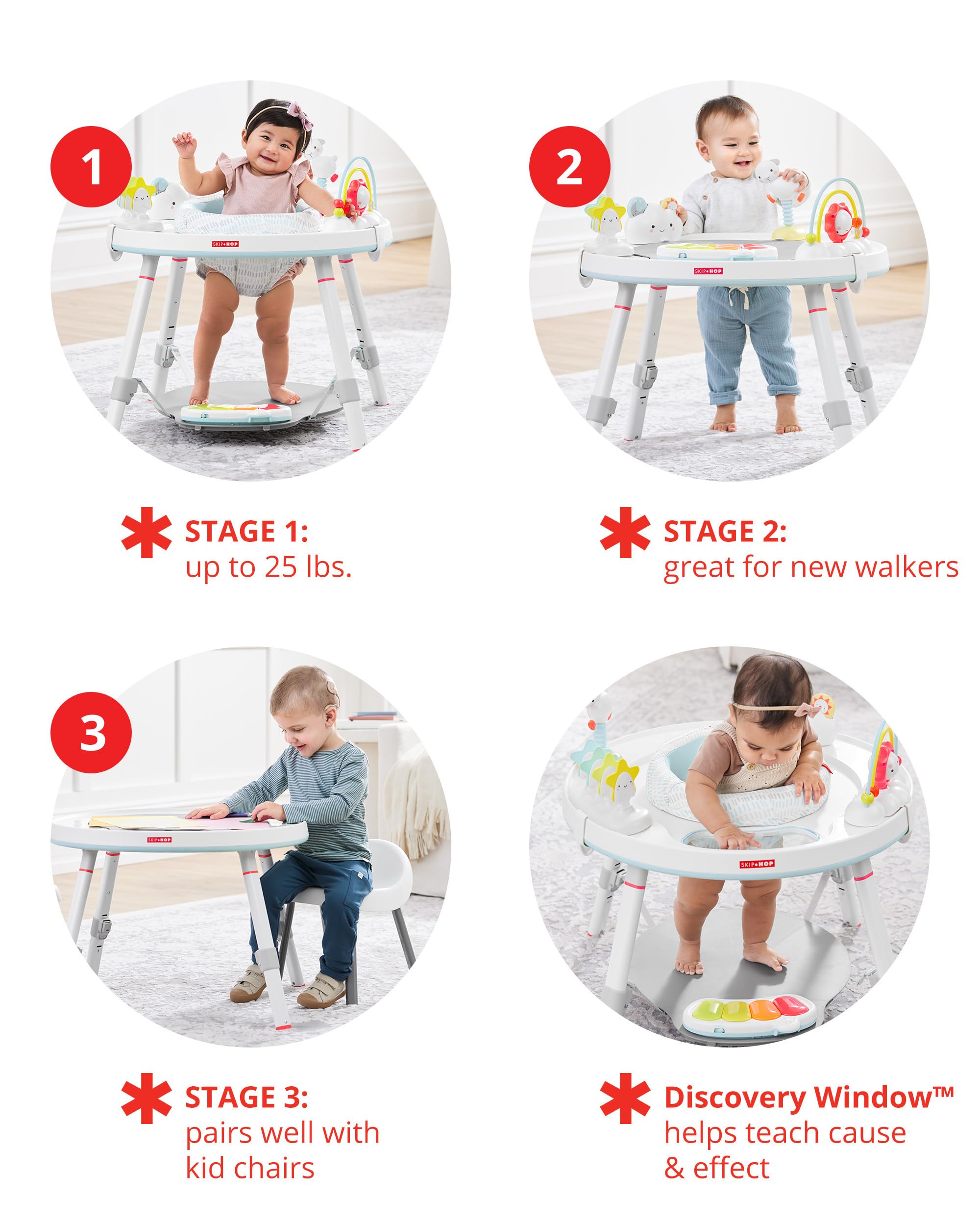 Skip Hop Baby 3-in-1 Grow with Me Set with Activity Center & Toddler Chairs, Silver Lining Cloud