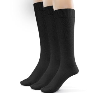 Mens Soft Rayon From Bamboo Dress Socks 3 Pk Seamless Toe Luxurious Crew Socks for Men (Black, 10-13)