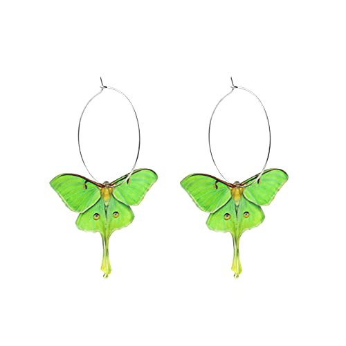 Insect Moth Butterfly Earrings Acrylic Green Cute Wing Statement Fashion Earrings for Women Jewelry