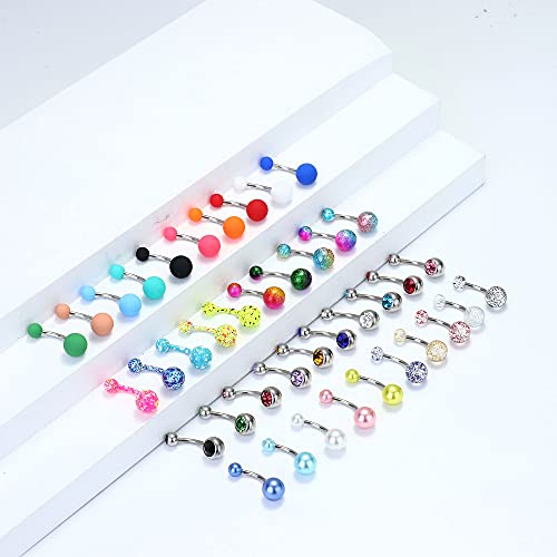 Drperfect Belly Button Rings Belly Rings Navel Rings for Women Men 14G Stainless Steel Assorted Colors Belly Navel Piercing Jewelry