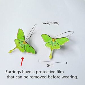 Insect Moth Butterfly Earrings Acrylic Green Cute Wing Statement Fashion Earrings for Women Jewelry