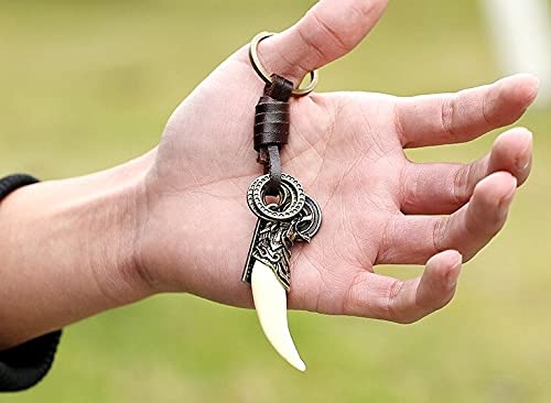 AuPra Fang KeyChain Gift Women & Men Leather Wolf KeyRing Home Car Door Keys Holder Ladies Tooth Present