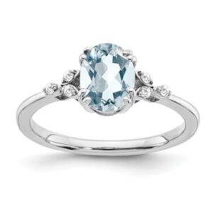 icecarats 925 sterling silver blue aquamarine diamond ring gemstone band march birthstone jewelry size 6