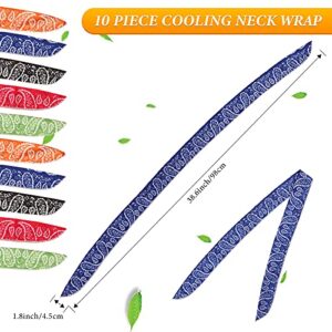 10 Pieces Ice Cool Scarf Summer Cooling Scarf Neck Wrap Headband Cooling Scarf Instant Chill Neck Scarf Soaked Tie Around Neck for Summer Outdoor Activity (Green, Black, Red, Blue, Orange)