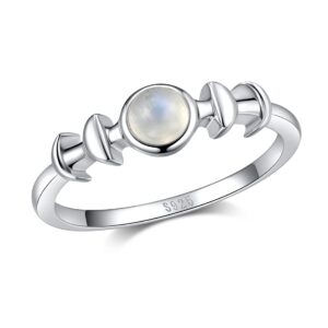 angol genuine moonstone ring sterling silver moon phase ring triple goddess moonstone statement band finger minimalist ring for women with gift box