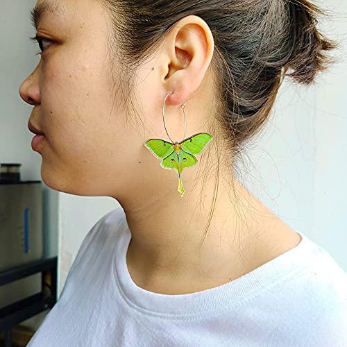 Insect Moth Butterfly Earrings Acrylic Green Cute Wing Statement Fashion Earrings for Women Jewelry