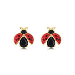 superchic cute ladybug gold plated crystals cubic zirconia stud earrings for women girl gift