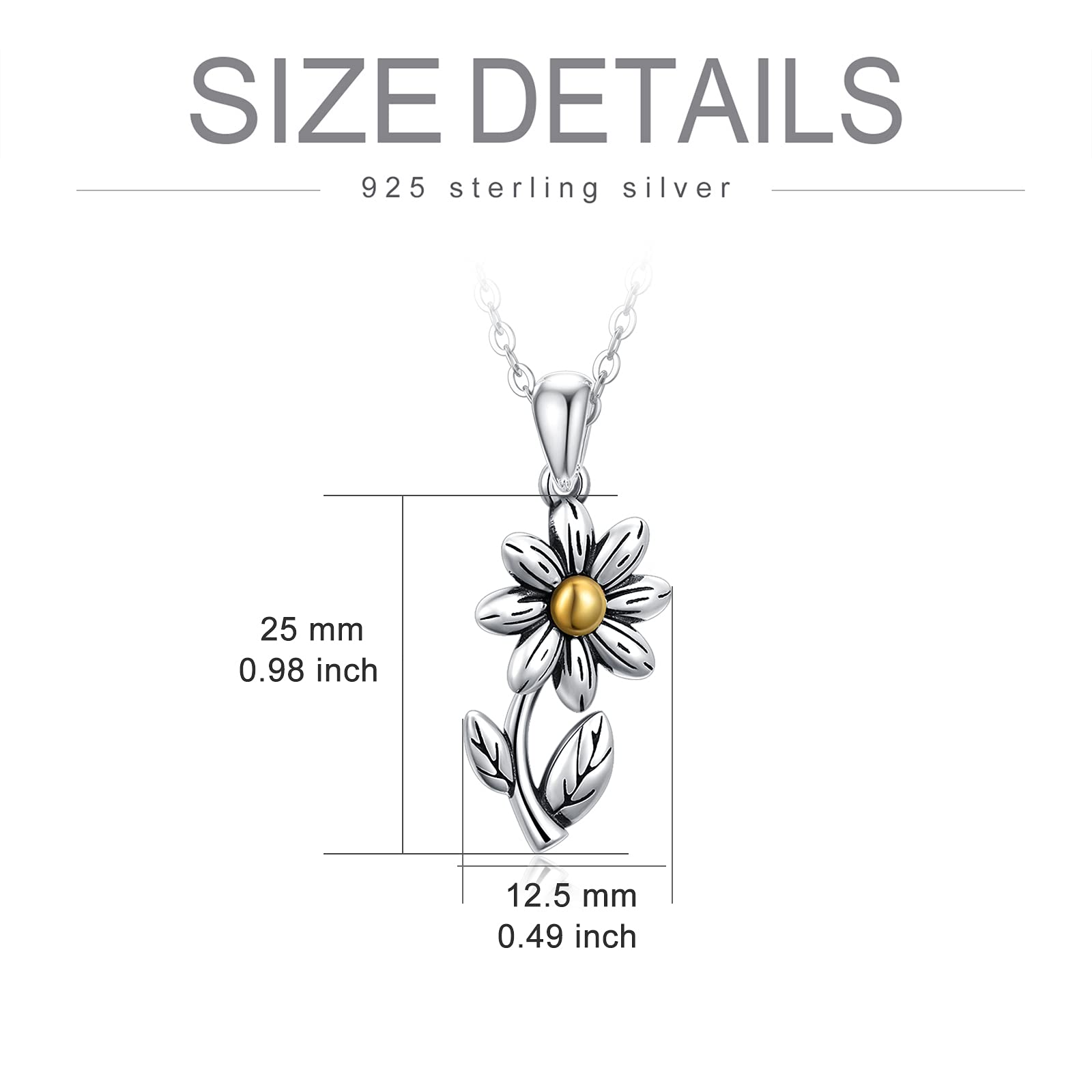 Cremation Jewelry 925 Sterling Silver Daisy Flower Urn Necklace for Ashes Keepsake Memorial Jewelry for Women Daisy Pendant Necklace