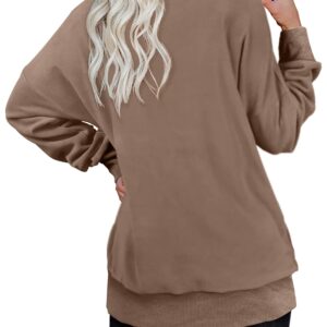 OFEEFAN Oversized Sweatshirts for women Long Sleeve Tunic Tops for Leggings Loose Fit Coffee L