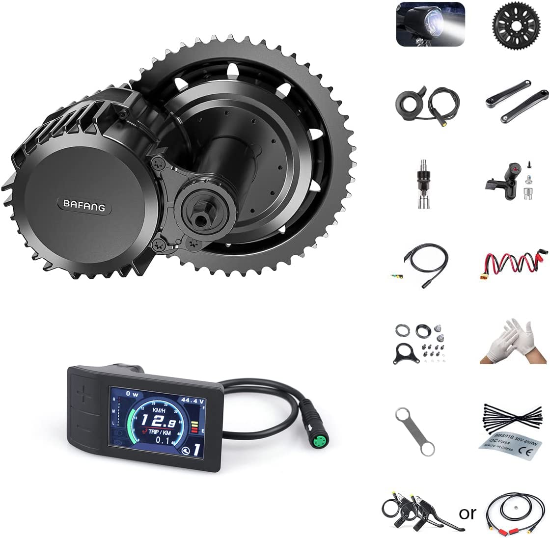 BAFANG 1000W Mid Drive Kit : BBSHD 48V Mid Motor for 68mm Bottom Bracket, 500C Display and 46T Chainring, 8Fun Electric Bike Conversion Kit for Mountain City Ebike - No Battery