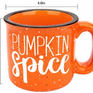 P.G Collin Cute Thanksgiving Fall Pumpkin Spice Coffee Mug for Women Men Kids – Large Orange Ceramic Camping Mug with 14OZ Capacity