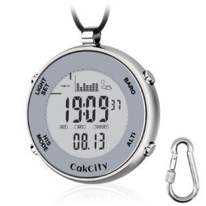 cakcity mens digital pocket watch with chain waterproof outdoor fishing clip on watches with weather altimeter barometer thermometer stopwatch