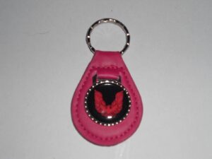 firebird or trans-am red bird logo leather keychain - magenta