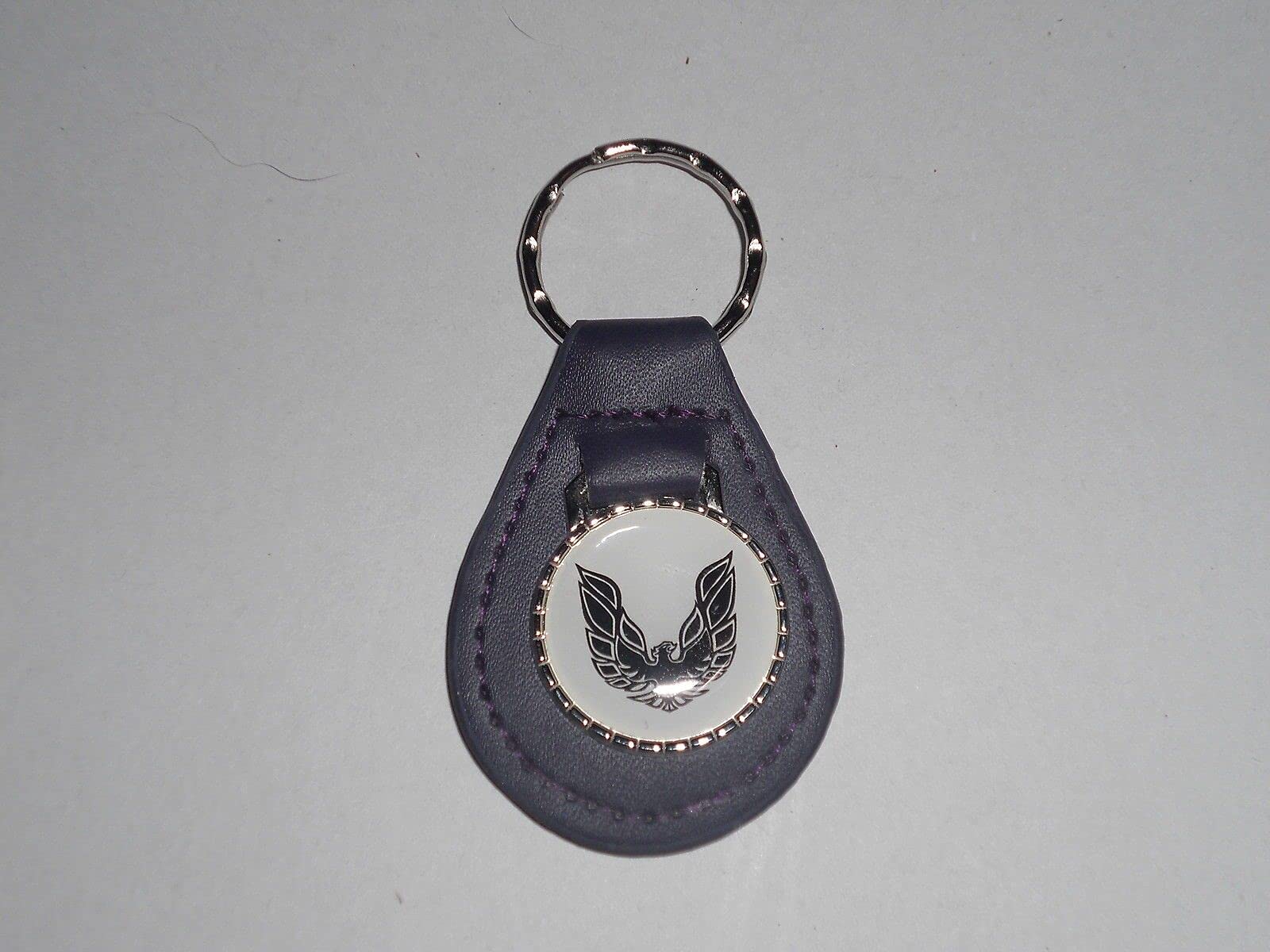 FIREBIRD OR TRANS-AM BLACK BIRD LOGO LEATHER KEYCHAIN - PURPLE