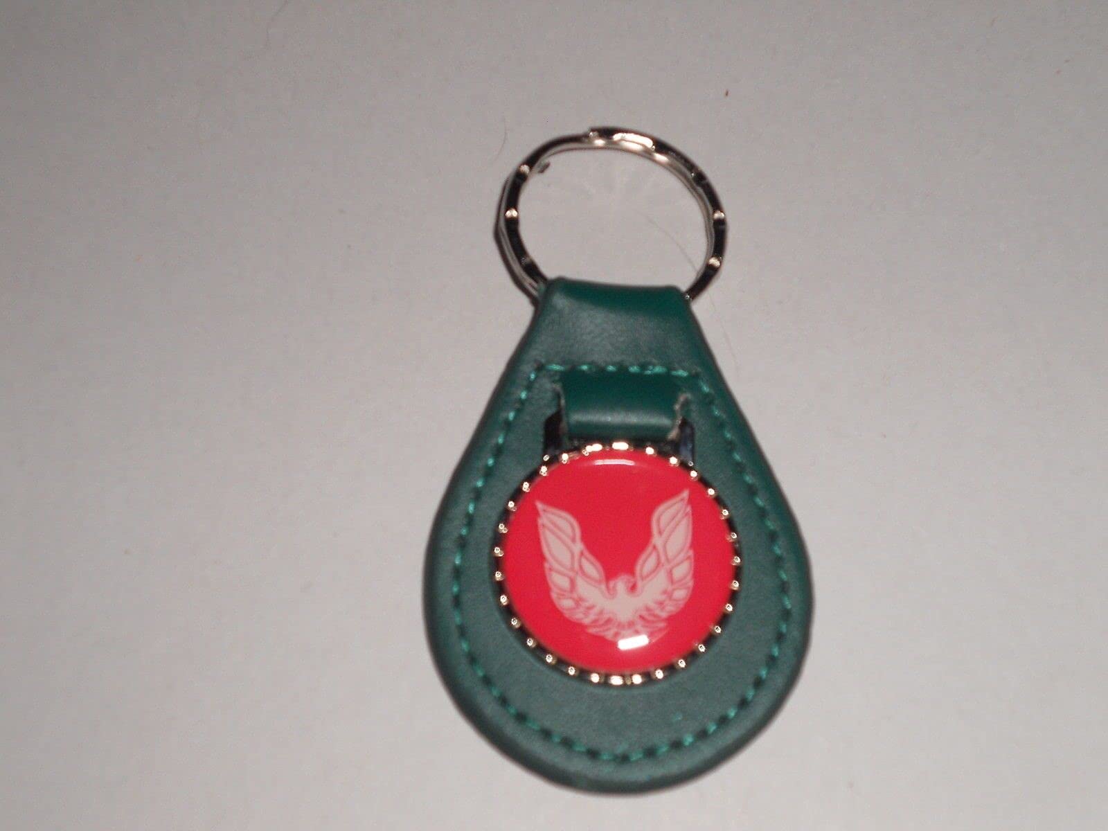 FIREBIRD OR TRANS-AM WHITE BIRD LOGO LEATHER KEYCHAIN - TEAL