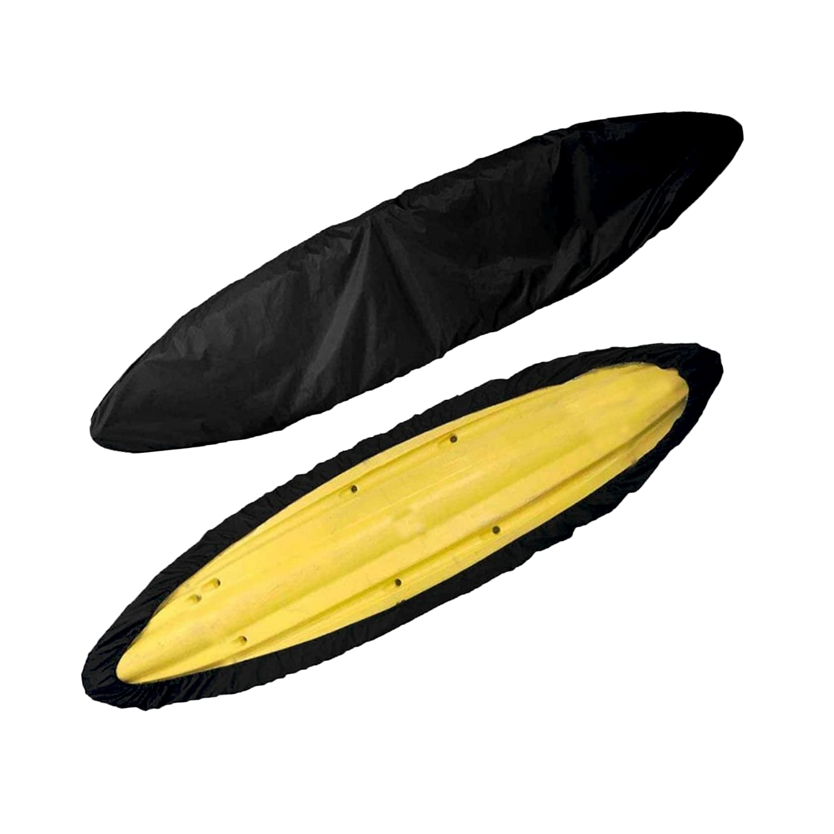 J&C Kayak Covers for Outdoor Storage Waterproof Canoe Cover Dust Proof Fits 8ft 10ft 12ft 13ft 14ft 15 16 17 18ft 19 ft 210D Polyester Anti Sunlight Fishing Boat Protector Black (13.4-14.8ft)