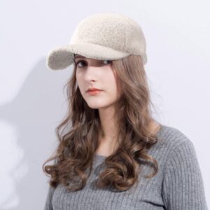 Lamb-Wool Baseball-Caps Warm-Winter Teddy-Fleece Hip-Hop Cap for Men Women Outdoor Travel Beige