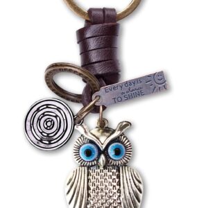 AuPra Silver KeyChain Gift Women & Men Leather KeyRing Home Car Door Keys Holder Girl & Boy Bird Present